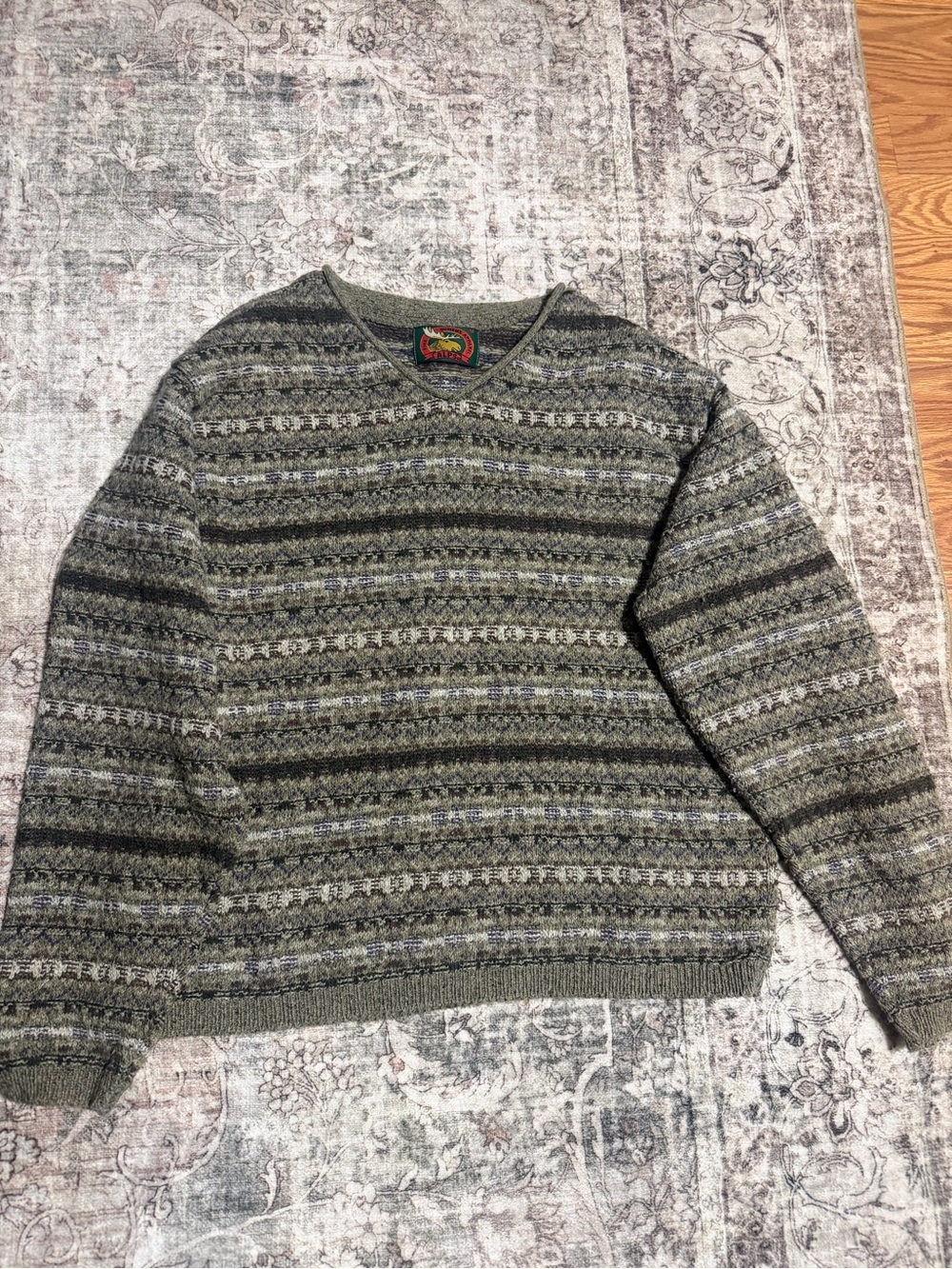 VTG 90s Alps Fair Isle Sweater Crewneck Earth Tone Made in USA Grandpacore